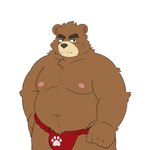 anthro asian_clothing belly big_belly black_nose brown_body clothing east_asian_clothing fundoshi humanoid_hands japanese_clothing kemono male moobs navel nipples overweight overweight_male paw_print_underwear red_clothing red_fundoshi red_underwear simple_background solo underwear white_background sangguri_32 bear mammal 1:1 2023 hi_res