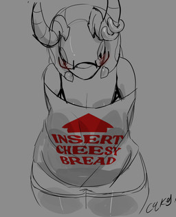 anthro blush blush_lines bra_strap breasts clothed clothing eyewear female fully_clothed furgonomic_piercing furgonomics glasses half-closed_eyes hands_behind_back horn horn_piercing narrowed_eyes overweight overweight_female piercing print_clothing print_shirt print_t-shirt print_topwear shirt simple_background solo t-shirt topwear cqkey.art nintendo pokemon brick_(scolifag) generation_5_pokemon pokemon_(species) scolipede absurd_res hi_res shaded simple_shading sketch