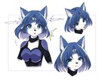 accessory anthro blue_hair bodysuit breasts clothing female fur green_eyes hair hair_accessory kemono open_mouth skinsuit smile solo tight_clothing namagakiokami nintendo star_fox krystal_(star_fox) canid canine fox mammal 2020