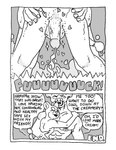 anonymous_artist anthro big_blue_(usu) black_and_white blush blush_lines bodily_fluids bovid bovine cattle comic consent_themes cosmo_(byu) cougar cum cumshot dialogue duo ejaculation english_text facial_piercing felid feline flirting friends_with_benefits genital_fluids genitals grabbing_waist hi_res hug humor line_art male male/male mammal monochrome muscular nipple_piercing nipples nose_piercing nose_ring nude orgasm penis piercing pubes pun ring_piercing screaming size_difference smile speech_bubble steam text vein veiny_penis