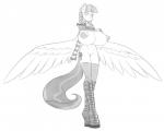 anthro anthrofied big_breasts biped breasts clothing cutie_mark feathered_wings feathers female genitals hair huge_breasts legwear nipples pussy solo wings reiduran friendship_is_magic hasbro my_little_pony mythology inky_rose_(mlp) equid equine mammal mythological_creature mythological_equine pegasus 2017 hi_res monochrome