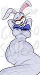 anthro apode bow_tie draconcopode english_text female five_nights_at_freddy's foxard hi_res hypnosis hypnotizing_viewer lagomorph legless leporid looking_at_viewer mammal mind_control naga rabbit red_eyes scottgames serpentine solo spiral_eyes text vanny_(fnaf) whiskers