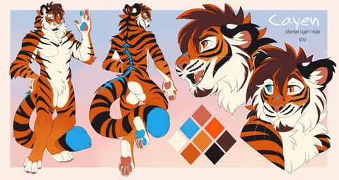anthro athletic athletic_anthro athletic_male black_body black_fur blue_body blue_eyes blue_fur brown_body brown_fur brown_hair butt countershade_arms countershade_butt countershade_crotch countershade_face countershade_feet countershade_hands countershade_neck countershade_torso countershading feet fur hair heterochromia looking_at_viewer looking_back looking_back_at_viewer male male_anthro neck_tuft nude nude_anthro nude_male open_mouth open_smile orange_body orange_eyes orange_fur pawpads smile solo striped_body striped_fur stripes teeth tongue tuft whiskers white_body white_fur karmen16 cayen_(askooma) felid mammal pantherine siberian_tiger tiger 2025 headshot_portrait hi_res model_sheet portrait