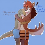 ! accidental_erection blue_eyes brown_eyes bulge canine clothing excited gay hair hug male mustelid open_mouth orange_hair otter plain_background shorts stripes text uroboros_lichi
Rating: Questionable
Score: 33
User: fritz
Date: September 14, 2013