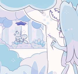 >_< ambiguous_gender anthro antlers being_watched beverage_can big_ears biped bipedal_feral blue_eyes blush blush_lines blush_stickers chest_tuft colored_nails countershade_torso countershading detailed_background digitigrade duo eyes_closed feral fingernails fluffy fluffy_tail forest fur head_wings hiding holding_object holding_stick horn huge_wings looking_at_another magic mouthless multicolored_body multicolored_fur nails neck_tuft notched_ear outside pain plant portal purple_fingernails purple_nails semi-anthro star_polygon stick tail tan_body tan_fur teal_body teal_fur tree tuft two_tone_body two_tone_fur unusual_wing_placement wings metro_(pixiv) kirby_(series) kirby_and_the_forgotten_land nintendo elfilin fecto_elfilis alien chinchilla chinchillid mammal rodent starling_(kirby) 2022 digital_drawing_(artwork) digital_media_(artwork) restricted_palette male_(lore)