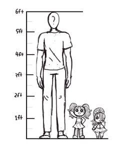 ?_face button_(fastener) button_eyes chart clothing doll dress female gesture group hair hair_over_eye height_chart larger_male male not_furry one_eye_obstructed shortstack size_difference smaller_female waving outta_sync anon glum_plum rubilocks animate_inanimate human living_doll mammal 2017 black_and_white hi_res monochrome