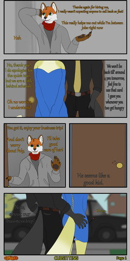 anthro black_body black_fur butt butt_grab female fur green_eyes group hand_on_butt male male/female orange_body orange_fur tan_body tan_fur text trio coffeekit ollie_(coffeekit) canid canine fox mammal absurd_res english_text hi_res