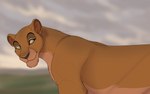 brown_body brown_ears brown_nose cloud female feral grasslands green_eyes grey_cloud looking_back plains savanna simple_background smile solo tawny_fur yellow_sclera conditional_dnp lynxbrush disney mufasa:_the_lion_king the_lion_king eshe_(mufasa:_the_lion_king) felid feline lion mammal pantherine 16:10 hi_res widescreen mother_(lore) parent_(lore)