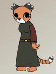 anthro barefoot biped breasts clothed clothing ear_piercing feet female fur looking_at_viewer orange_body orange_fur piercing smile solo yellow_eyes pepsidude third-party_edit bethesda_game_studios microsoft morrowind prequel_adventure the_elder_scrolls ahnassi felid khajiit mammal low_res