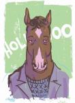 anthro clothing facial_markings head_markings hollywood jacket looking_at_viewer male markings red_eyes sweater topwear paul_azaceta bojack_horseman netflix bojack_horseman_(character) equid equine horse mammal 2020 signature