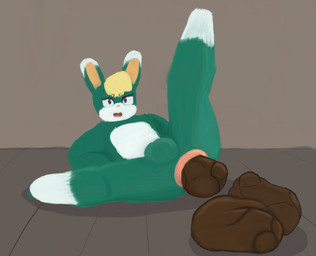 anthro anus excessive_feces feces feces_pile hyper hyper_feces looking_pleasured lying male on_back pooping solo spread_legs spreading skattapookie animal_crossing nintendo sasha_(animal_crossing) hi_res