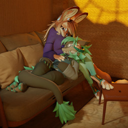 3_toes 4_toes anthro bangs barefoot biped blue_pawpads bottomwear caressing caressing_face claws clothed clothing digitigrade duo eyes_closed eyewear feather_necklace feathers feet female finger_claws fur furniture glasses hair hand_on_chest holding_another holding_head horn horn_jewelry horn_ring jewelry leggings legwear long_hair looking_at_another lying lying_on_another necklace on_back on_lap on_sofa pants pawpads paws pillow ring ring_(jewelry) shirt smile sofa stirrup_footwear sunset sweater table tail toe_claws toes topwear turtleneck vest whiskers beanthusiast reign-2004_(modeler) asher_sterling mocha_(rosebur) hybrid kangaroo macropod mammal marsupial mustelid ottaroo otter wickerbeast 1:1 3d_(artwork) blender_(artwork) digital_media_(artwork) hi_res maleherm_(lore)