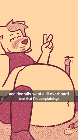 ambiguous_gender anthro belly big_belly blush caption caption_box duochrome enema gesture hand_gesture hose huge_belly inflation leaking liquid_inflation outside overinflated solo v_sign water_inflation nightlymoxie snapchat moxie_(nightlymoxie) domestic_cat felid feline felis mammal 4k 9:16 absurd_res halftone hi_res nonbinary_(lore)