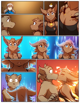 anthro anthrofied biped blue_eyes blush border breasts brown_body brown_fur brown_hair brown_tail chest_tuft cleavage clothed clothed_anthro clothed_female clothed_human clothing collar collar_of_keidranification collar_tag eyes_closed female fur grey_hair group hair heart_symbol kiss_on_lips kissing magic male ponytail shirt simple_background smile surprise_kiss surprised tail tank_top text topless topwear transformation tuft white_border yellow_eyes conditional_dnp tom_fischbach twokinds mrs._nibbly raine_silverlock sythe_(twokinds) canid canine canis human keidran mammal rodent sciurid tree_squirrel wolf 2026 adobe_photoshop_(artwork) comic digital_drawing_(artwork) digital_media_(artwork) hi_res