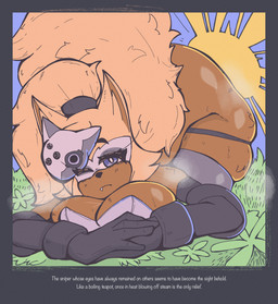 anthro armwear bent_over bodily_fluids clothed clothing fangs female frowning_at_viewer gloves handwear legwear mask musk panties panties_down partially_clothed solo sweat tail teeth text underwear underwear_down sh1vss idw_publishing sega sonic_the_hedgehog_(comics) sonic_the_hedgehog_(idw) sonic_the_hedgehog_(series) whisper_the_wolf canid canine canis mammal wolf absurd_res english_text hi_res