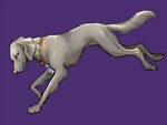 ambiguous_gender claws feral fur grey_body grey_fur jewelry looking_back necklace paws purple_background quadruped running simple_background solo tail ayaka canid canine canis domestic_dog mammal weimaraner 4:3