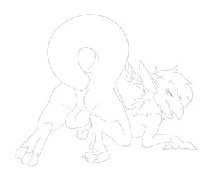 anal anal_penetration autopenetration backsack balls feral genitals half-erect humanoid_genitalia humanoid_penis male masturbation nude penetration penis solo tail tail_fetish tail_in_ass tail_in_own_ass tail_insertion tail_masturbation tail_play halbean kobold scalie absurd_res hi_res monochrome sketch