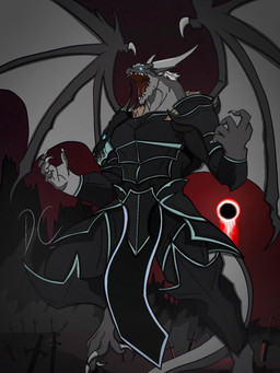 anthro apprehensivead6905 armor black_armor black_body black_clothing black_tail black_wings blue_eyes claws clothing detailed_background fangs glowing glowing_eyes godfall grey_body grey_tail grey_wings hair horn male melee_weapon open_mouth red_sky sky solo spread_wings sword tail teeth tongue weapon white_hair wings dark_souls fromsoftware mythology xargos dragon mythological_creature mythological_scalie scalie 3:4 hi_res
