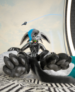 beverage clothing energy_drink eyewear fluffy fur glasses hair male paws pose skinsuit tail tight_clothing andy_avalox 3d_(artwork) absurd_res cinema_4d_(artwork) digital_media_(artwork) hi_res