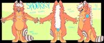 ambiguous_gender anthro blue_claws blue_outline blue_text blue_tongue claws digitigrade eyebrows featureless_crotch feet finger_claws front_view fur green_background grey_pawpads grey_pupils handpaw hindpaw mane nude open_mouth orange_body orange_fur outline pawpads paws plushie pupils rear_view side_view simple_background snout solo spiral_pupils standing striped_pawpads stripes tail teeth text toe_claws tongue whisker_spots white_eyebrows white_eyes white_mane white_pawpads yellow_sclera jaspering spookky_(jaspering) animate_inanimate canid canine canis domestic_dog living_plushie mammal 2018 alpha_channel character_name digital_drawing_(artwork) digital_media_(artwork) english_text flat_colors handwritten_text hi_res model_sheet