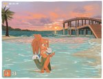 anthro beach blue_eyes clothed clothing cloud countershading crown female fur gameplay_mechanics gloves gold_tiara hair handwear headgear life_(gaming) life_counter long_tail navel orange_body orange_fur orange_hair orange_tail outside ring sea seascape seaside sky solo standing sun sunset tail tan_body tan_countershading tan_skin tiara timer water white_clothing white_gloves white_handwear chzzei sega sonic_adventure sonic_the_hedgehog_(series) tikal_the_echidna echidna mammal monotreme hi_res