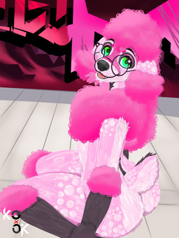 anthro eyewear femboy glasses male solo kothony(koxok) aureliodelacroix(normal) canid canine canis domestic_dog mammal poodle 3:4 absurd_res hi_res