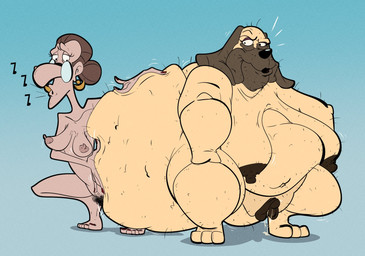 anthro areola bald belly bent_legs big_areola big_breasts big_butt big_clitoris bodily_fluids breasts brown_hair butt butt_grab cellulite clitoris crouching disproportunate_butt dripping dripping_vulva duo ear_piercing ear_ring elderly elderly_anthro elderly_female elderly_human erect_nipples eyeshadow female female/female from_behind_position fupa genital_fluids genitals grope groping_from_behind hair hand_on_butt hands_on_knees hands_on_legs huge_breasts huge_butt hyper hyper_butt lips lipstick looking_back makeup mature_anthro mature_female mature_human nipples nude open_mouth overweight overweight_anthro overweight_female piercing plump_labia pubes ring_piercing sagging_breasts saggy_pussy sex simple_background skinny skinny_anthro skinny_female skinny_human slim surprised tan_body tan_skin thick_thighs vaginal_fluids vulva weight_difference whistling wide_hips wrinkles jodero gertrude mary_mabuff canid canine canis domestic_dog human mammal molosser pug small_molosser toy_dog 2023 colored digital_drawing_(artwork) digital_media_(artwork) flat_colors hi_res