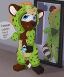 anthro clothing diaper diaper_check druid genitals magic_user male onesie penis solo text tribal_spellcaster young anowotternpc suel gulonine mammal mustelid musteline wolvar wolverine english_text hi_res