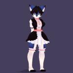 anthro black_hair black_nose blue_body blue_eyes blue_fur breasts clothing female fur gesture hair hand_heart heart_(marking) looking_at_viewer maid_uniform markings solo standing uniform white_body white_fur atelierlily saki_(garasaki) canid canine canis mammal wolf 1:1 3d_(artwork) 3d_animation animated digital_media_(artwork) short_playtime