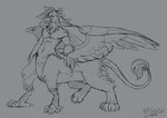 big_ears claws feet male solo talons toes wings neo_yin mythology avian avian_taur gryphon gryphon_taur mythological_avian mythological_creature taur absurd_res hi_res sketch