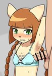 anthro bodily_fluids bottomless bra bra_only clothed clothing cum duo ejaculation female genital_fluids human_on_anthro interspecies loli male underwear underwear_only young young_anthro subshib bemani konami pop'n_music nyami_(pop'n_music) human mammal censored hi_res