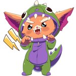 anthro blush clothing costume dinosaur_costume fist hood hood_up looking_at_viewer male onesie open_mouth roaring solo standing teeth zipper coopitchu league_of_legends riot_games tencent gnar_(lol) yordle 1:1 hi_res