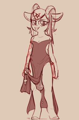 alternative_fashion animal_genitalia animal_penis anthro big_penis bodily_fluids book christian_cross christian_symbol clothed clothing cross crucifix cum cum_drip dripping equine_genitalia equine_penis femboy fur genital_fluids genitals goth hair hooves horn huge_penis inverted_cross inverted_pentagram looking_at_viewer male occult_symbol penis pentagram religion religious_symbol simple_background solo symbol tongue tongue_out yoditax christianity portia_(yoditax) demon equid equine mammal absurd_res digital_drawing_(artwork) digital_media_(artwork) hi_res