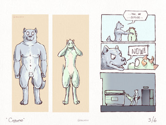 after_transformation anal anal_penetration anthro costume_transformation duo embarrassed forced forced_transformation genitals human_to_anthro male male/male nude penetration penile penile_penetration penis_in_ass public public_nudity sex species_transformation suit_transformation surprised text transformation transformative_clothing mulveyyy canid canine canis kobold lizard mammal reptile scalie wolf 4:3 absurd_res comic english_text hi_res multiple_scenes