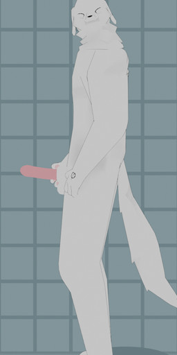anthro genitals humanoid_genitalia looking_at_viewer male shower shower_masturbation solo geijutsu_konran mau_makan_apa general_aditya borzoi canid canine canis domestic_dog hunting_dog mammal sighthound 3d_(artwork) digital_media_(artwork)