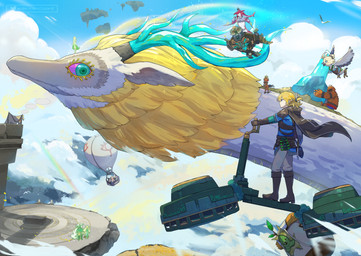 aircraft ambiguous_gender anthro back_spikes balloon beak blonde_hair clothed clothed_anthro clothed_female clothed_humanoid clothed_male clothing cloud crossed_legs dark_body dark_skin dress eyelashes feathers female feral floating_island flying green_eyes group hair horn hot_air_balloon inflatable large_group larger_ambiguous larger_feral light_body light_skin long_hair male multicolored_body open_beak open_mouth open_smile outside purple_sclera red_body scales scared sitting size_difference sky smile spikes spikes_(anatomy) standing two_tone_body vehicle white_body white_feathers white_hair white_scales young young_anthro young_male hsin mythology nintendo tears_of_the_kingdom the_legend_of_zelda light_dragon_(totk) link mineru's_construct prince_sidon princess_zelda purah rauru_(tears_of_the_kingdom) riju sonia_(tloz) tulin_(tloz) yunobo aquatic avian dragon eastern_dragon gerudo goron humanoid hylian korok mythological_creature mythological_scalie rito scalie zonai zonai_construct zora 2024 hi_res