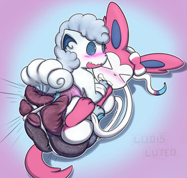 4_tails ambiguous_gender arms_tied big_diaper blue_inner_ear blue_sclera blush blush_lines bodily_fluids bound bow_(anatomy) clothed clothing diaper diaper_only diaper_squish drooling eyes_closed fangs feces feral fur gloves_(marking) gradient_background gradient_fur grey_body grey_fur grey_tail heart_eyes heart_symbol leg_markings legs_tied looking_pleasured lying markings multi_tail multicolored_body multicolored_fur on_another on_back on_front open_mouth open_smile pink_body pink_diaper pink_fur pink_tail ribbons_(anatomy) saliva simple_background smile snaggle_tooth socks_(marking) soiled_diaper soiling solo tail teeth text topless unclean_diaper used_diaper wearing_diaper white_body white_fur ludis-luteo nintendo pokemon alolan_form alolan_vulpix eeveelution generation_6_pokemon generation_7_pokemon pokemon_(species) regional_form_(pokemon) sylveon 2017 artist_name hi_res