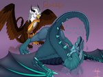 duo female feral male male/female open_mouth scales tail teeth adrim dota european_mythology mythology valve adrim_(character) auroth_the_winter_wyvern avian dragon gryphon mythological_avian mythological_creature mythological_scalie scalie western_dragon wyvern hi_res