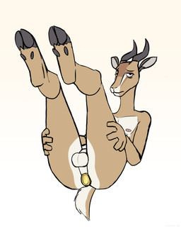 anal anal_penetration anthro backsack balls butt buttplug frown fur genitals gold_buttplug hands_on_legs hands_on_thighs hooves horn legs_up looking_at_viewer male nipples nude nude_anthro nude_male penetration pink_nipples plug_(sex_toy) presenting presenting_buttplug presenting_hindquarters sex_toy simple_background slim slim_anthro slim_male solo tail tan_body tan_fur tired_eyes scribefang djehutymose_(scribefang) antelope bovid dorcas_gazelle gazelle mammal true_antelope true_gazelle 2026 4:5 digital_drawing_(artwork) digital_media_(artwork) hi_res sketch