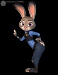 anthro butt clothed clothing female fur looking_at_viewer multicolored_ears police police_uniform purple_eyes simple_background solo toeless_legwear uniform chickenass disney zootopia judy_hopps lagomorph leporid mammal rabbit 3d_(artwork) digital_media_(artwork) hi_res