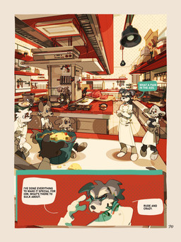 anthro brown_body brown_fur dialogue fur grey_body grey_fur group kitchen male male/male micro scared text white_body white_fur icecube_joey canid canine canis domestic_dog mammal 3:4 comic english_text hi_res multiple_scenes
