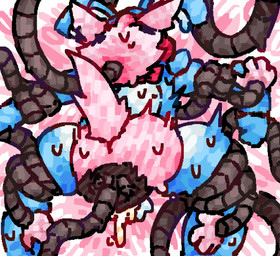 anthro arm_grab balls_deep blue_body blush bodily_fluids bow_tie bow_tie_only cum cum_inside curly_hair duo female forced forced_orgasm forced_penetration fox_tail genital_fluids hair kissing leg_grab machine making_out male male/female mechanical_tentacles metal_tentacles metallic_body metallic_tentacles mostly_nude motion_lines multi_limb orgasm penetration pink_body restrained restrained_by_tentacles rosy_cheeks sex sweat sweatdrop tentacles vaginal scaliescum five_nights_at_freddy's five_nights_at_freddy's_2 scottgames mangle_(fnaf) toy_bonnie_(fnaf) animatronic canid canine fox lagomorph leporid mammal rabbit robot aliasing digital_media_(artwork) hi_res