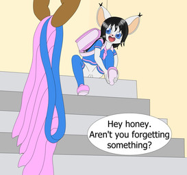 ambiguous_gender anthro black_hair blue_eyes blush bottomless clothed clothing detailed_background dialogue duo female fur genitals hair loli mostly_offscreen_character no_underwear school school_uniform sitting solo_focus stairs teasing text uniform vulva white_body white_fur young young_anthro xerythemew bandai_namco digimon h.w.t._studios nintendo pokemon fan_character rj_oakes xery_the_mew canid canine canis digimon_(species) domestic_dog gatomon generation_1_pokemon hybrid legendary_pokemon mammal mew_(pokemon) pokemon_(species) wolf wolfdog 2017 english_text daughter_(lore) father_(lore) father_and_child_(lore) father_and_daughter_(lore) parent_(lore) parent_and_child_(lore) parent_and_daughter_(lore)