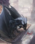 2024 above anthro bat city conditional_dnp dragon hi_res latex latex_(artist) male mammal medieval medieval_fantasy mythological_creature mythological_scalie mythology rooftop scalie solo town