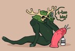 anthro antlers black_sclera bone clitoris dildo female genitals green_body green_hair green_hooves green_pussy hair hooves horn humanoid_dildo humanoid_genitalia humanoid_pussy lube lubed_sex_toy orange_eyes pussy sex_toy skull skull_head solo text white_antlers white_body conditional_dnp welwraith scraper_city wicker_(welwraith) deer mammal 2023 digital_drawing_(artwork) digital_media_(artwork) english_text