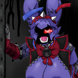 anthro big_breasts breasts clothing crossgender female hair machine mtf_crossgender rabbit_ears red_eyes sharp_teeth short_hair solo teeth tongue gallo_wazavi five_nights_at_freddy's five_nights_at_freddy's_2 scottgames withered_bonnie_(fnaf) animatronic lagomorph leporid mammal rabbit robot 1:1 hi_res