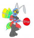 2015 2d_animation :d :| animated anthro arthropod bouncing_breasts breast_jiggle breasts colorful_theme d: daytona_hornet daytona_usa digital_media_(artwork) elpatrixf english_text female frame_by_frame hornet hornet_hornet_(elpatrixf) hymenopteran insect insect_wings jiggling machine non-mammal_breasts open_mouth red_eyes robot sega short_playtime simple_background smile solo stop_sign text vespid wasp white_background wings yellow_sclera