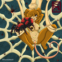 anthro egg egg_in_mouth egg_insertion eggs_in_belly female genitals group oviposition ovipositor_in_mouth vulva furminko27 arachnid arthropod insect mammal mouse murid murine rodent spider 1:1 absurd_res hi_res