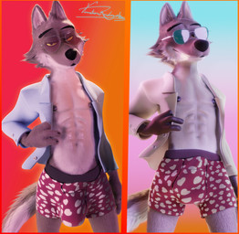 abs anthro athletic athletic_male bedroom_eyes big_bulge bodily_fluids bulge clothed clothing detailed_bulge detailed_fur eyewear fur glasses jacket lean_muscle looking_at_viewer male muscular narrowed_eyes nipples pecs seductive smug solo sweat tail topless topwear underwear vermilionrenderworks furflection_(modeler) dreamworks the_bad_guys mr._wolf_(the_bad_guys) canid canine canis mammal wolf blender_(artwork) blender_cycles_(artwork) blender_eevee_(artwork) detailed digital_media_(artwork) hi_res