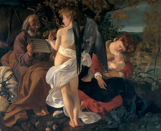 ambiguous_gender barefoot beard bowed_string_instrument clothed clothing eyebrows facial_hair feet female group hair holding_object male musical_instrument neonate not_furry outside playing_music playing_viola realistic religion short_hair sitting standing string_instrument viola_(musical_instrument) young young_ambiguous young_human young_male caravaggio bible christianity jesus_christ saint_joseph virgin_mary angel bovid bovine human humanoid mammal 16th_century ancient_art formal_art oil_painting_(artwork) painting_(artwork) traditional_media_(artwork) traditional_painting_(artwork)